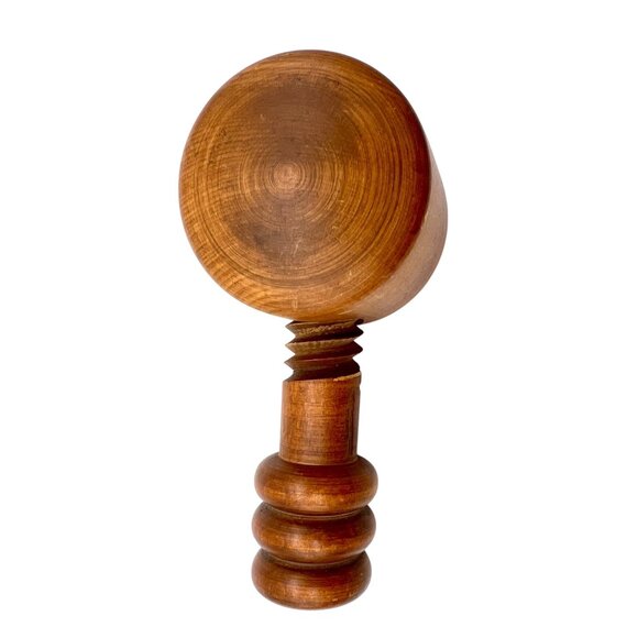 Vintage Hand-Turned Wooden Nutcracker Carved Screw Design Primitive Folk Art - Picture 8 of 9